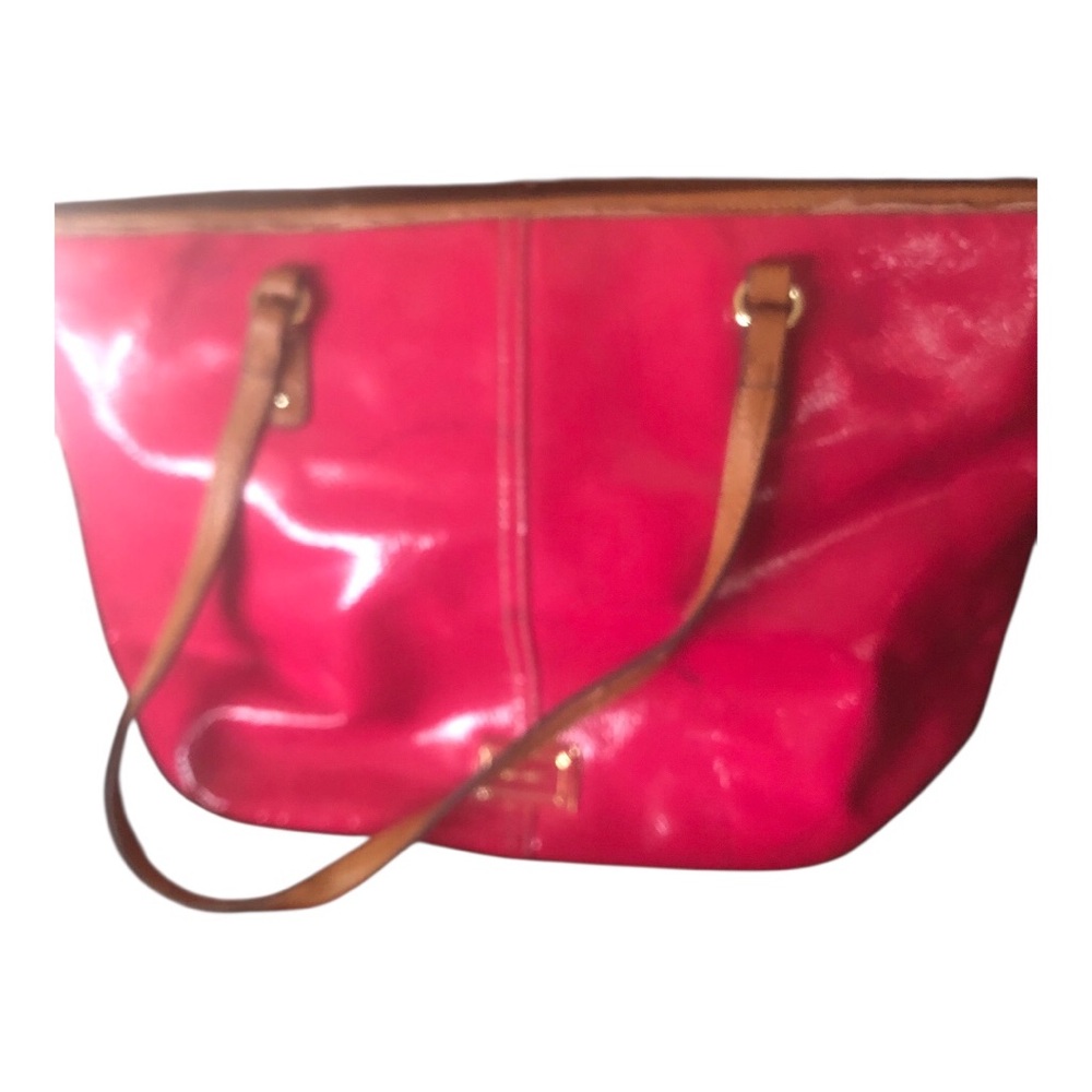 Nine West Vibrant Pink Tote with Tan Straps